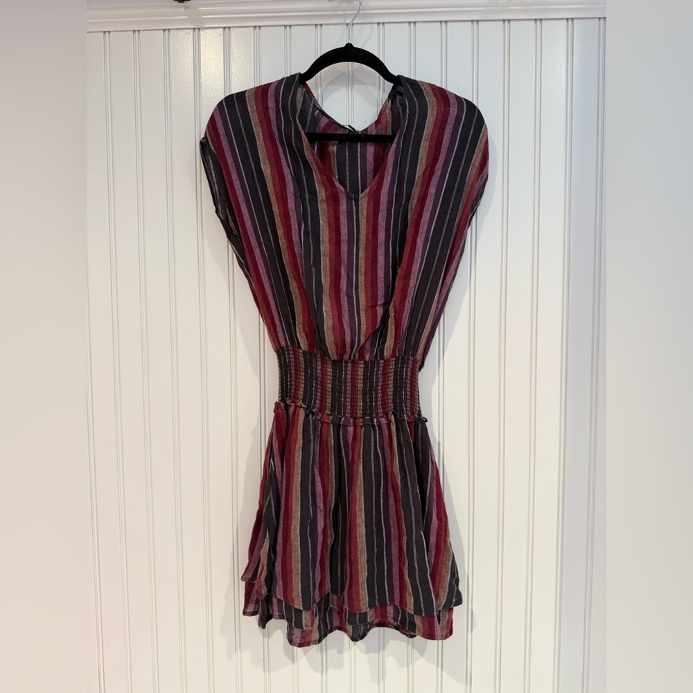 Rails Red and Black Pleated Sundress with V-Neck